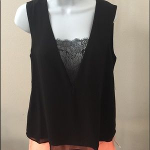 BCBG tall black sleeveless top Size small